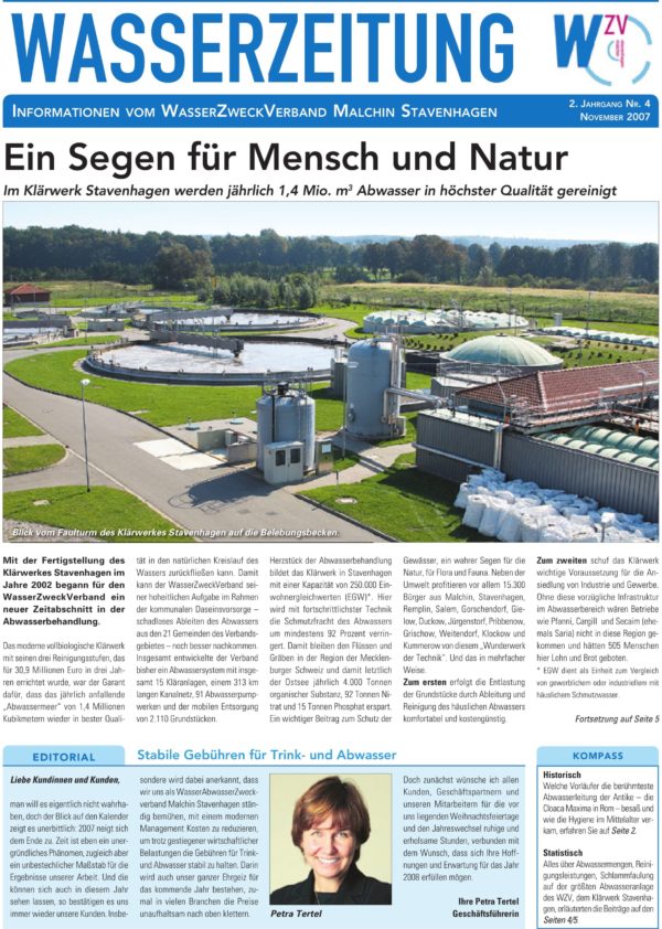 Wasserzeitung 04/2007 » WasserZweckVerband­ Malchin Stavenhagen