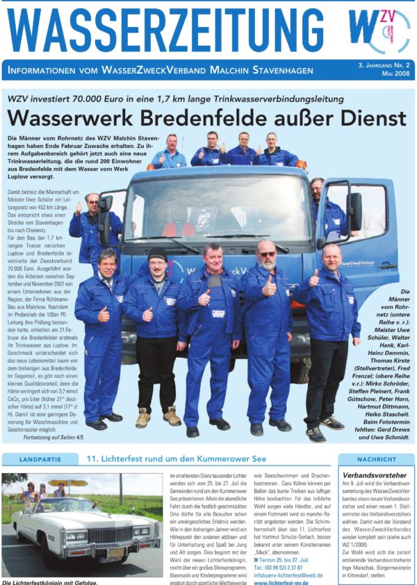 Wasserzeitung 02/2008 » WasserZweckVerband­ Malchin Stavenhagen