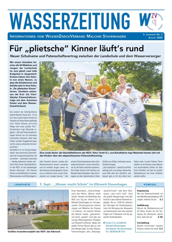 Wasserzeitung 03/2008 » WasserZweckVerband­ Malchin Stavenhagen