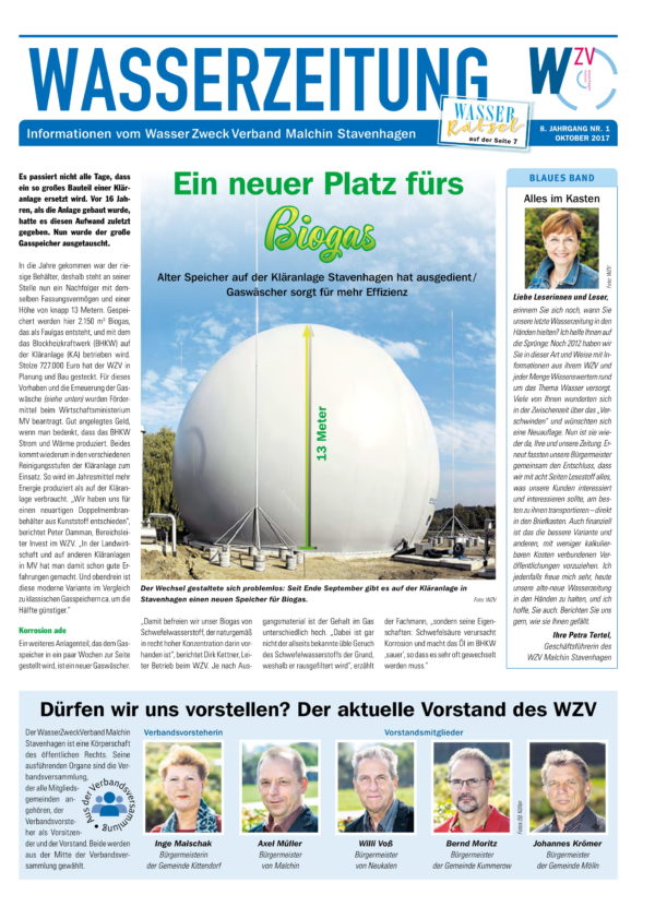 Wasserzeitung 10/2017 » WasserZweckVerband­ Malchin Stavenhagen