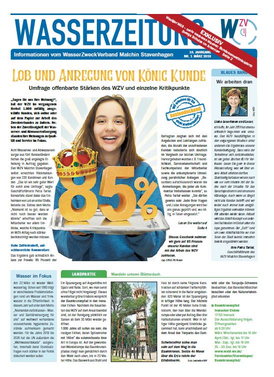 Wasserzeitung 03/2019 » WasserZweckVerband­ Malchin Stavenhagen